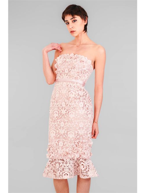 Abito tubino in cady e pizzo D'Andrea collection | 25025ROSE SMOKE